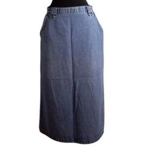Christopher & Banks 12 Skirt Blue Denim Maxi Pockets Modest Y2K